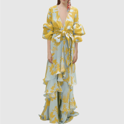 Elodie | Dames Chiffon Jurk | Maxi met Strikceintuur
