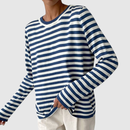 Elin | Dames Gestreepte Longsleeve met Ronde Hals
