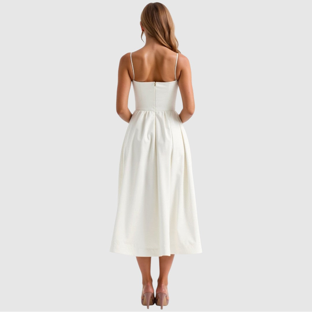 Beaudine | Dames Jurk met Spaghettibandjes | Midi met Open Rug