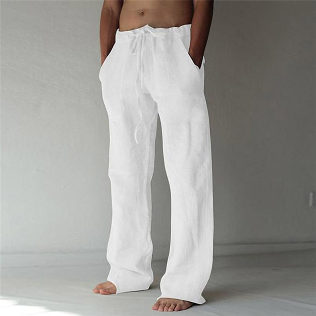 Sebas | Heren Wijde Linnen Broek | Ademend met Elastische Tailleband