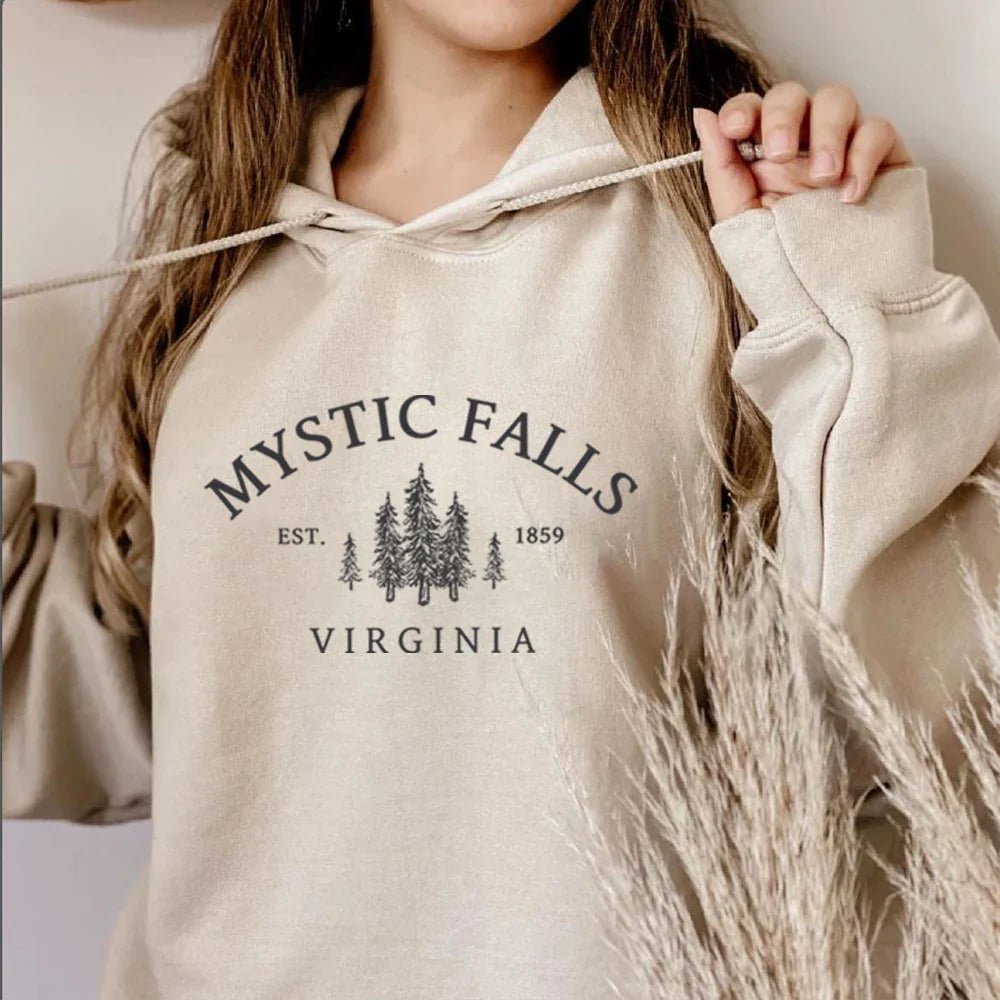 Mystic Falls Virginia Hoodie Salvatores Shirt Unisex Lange Mouw Ronde Hals Pullovers Hoodies Casual Trui Voor Vampierfans