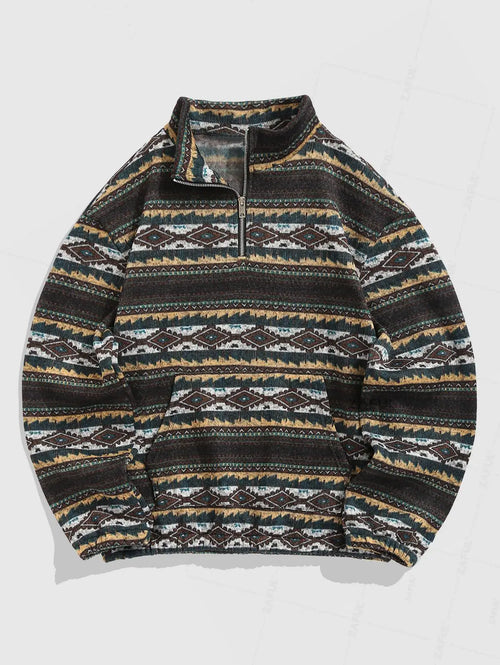 Vintage Gebreide Trui – Unisex Oversized Sweater met Etnisch Patroon