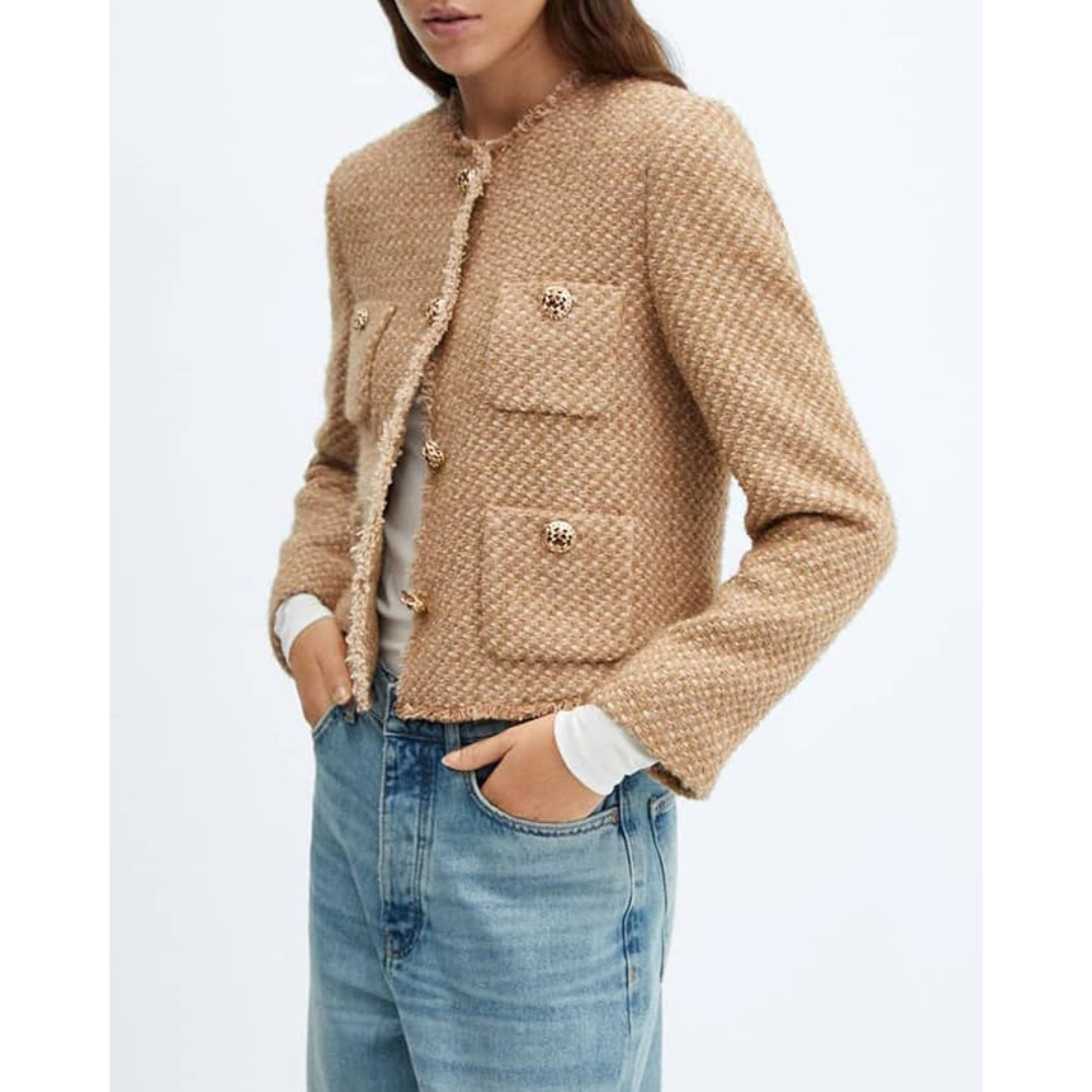 Zara | Dames Wollen Jas met Knoopsluiting en Gouden Details