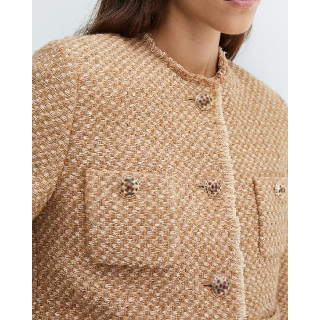 Zara | Dames Wollen Jas met Knoopsluiting en Gouden Details