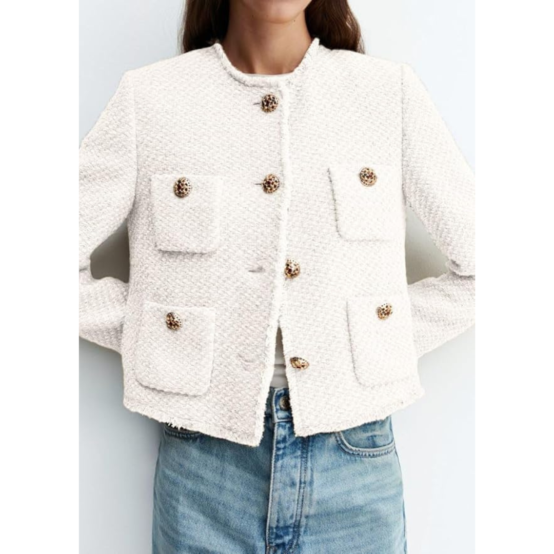 Zara | Dames Wollen Jas met Knoopsluiting en Gouden Details