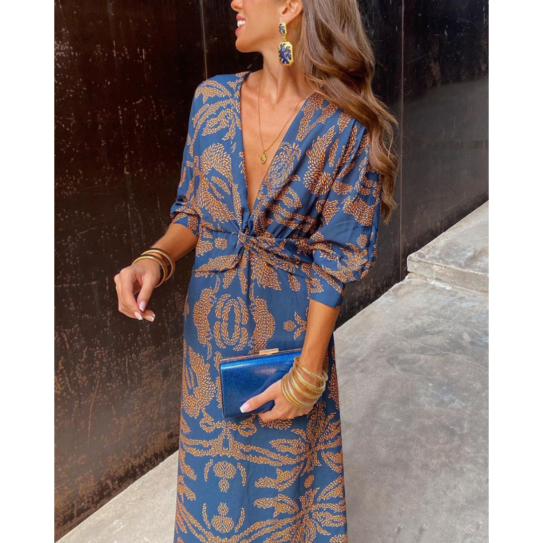 Rosalie | Dames Boho Midi Jurk met Bloemenprint