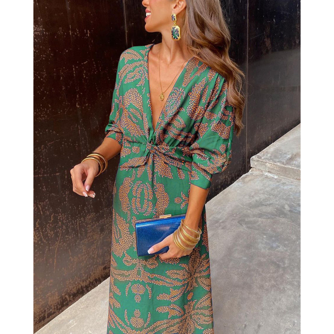 Rosalie | Dames Boho Midi Jurk met Bloemenprint