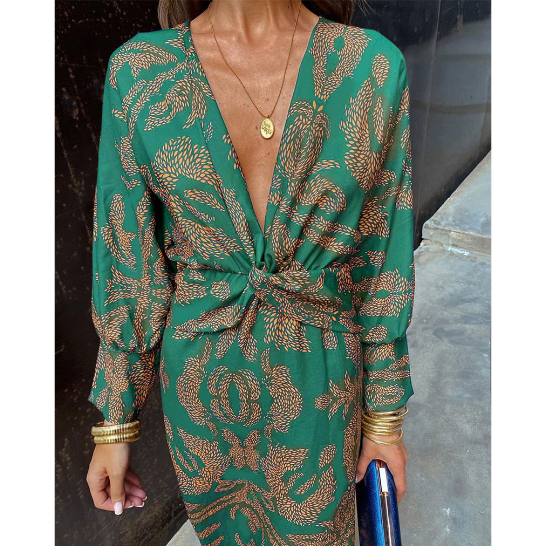 Rosalie | Dames Boho Midi Jurk met Bloemenprint