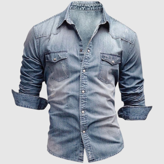 Thijmen | Denim Overhemd met Borstzakken