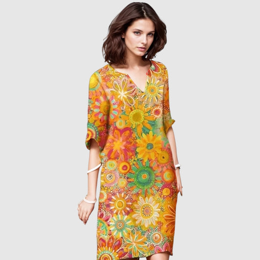 Maxime | Dames Jurk | Mini met V-hals en Bloemenprint