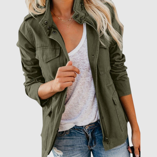Bella | Dames Overgangsjas met Opstaande Kraag en Zakken | Lichte Lente Jas Outdoor