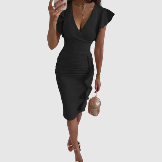 Elisa | Dames Mouwloze Bodycon Jurk | Midi-Jurk van Luxe Stretchstofaterial