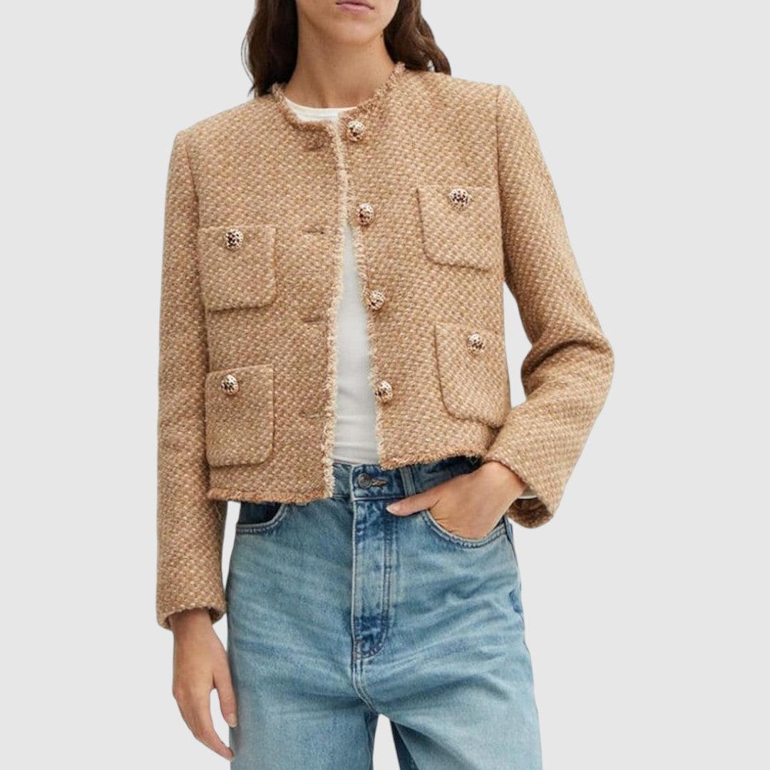Zara | Dames Wollen Jas met Knoopsluiting en Gouden Details