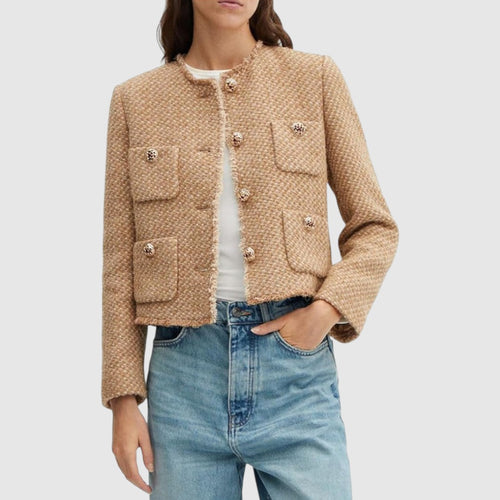 Zara | Dames Wollen Jas met Knoopsluiting en Gouden Details