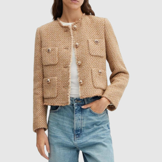 Zara | Dames Wollen Jas met Knoopsluiting en Gouden Details