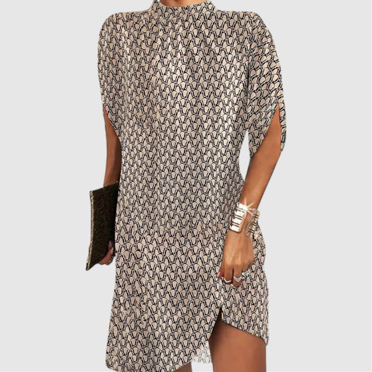 Nikki | Dames Strand Jurk met Print en Vleesmuismouwen