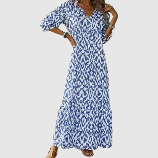 Rianne | Dames Strand Jurk met Patroon | Maxi met Losse Pasvorm