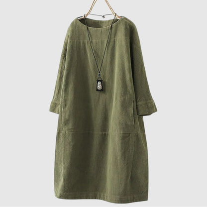 Hannah | Dames Corduroy Jurk | Midi met Zakken