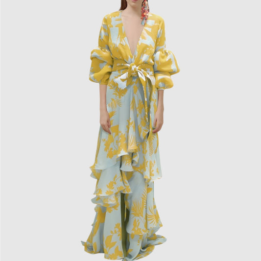 Elodie | Dames Chiffon Jurk | Maxi met Strikceintuur