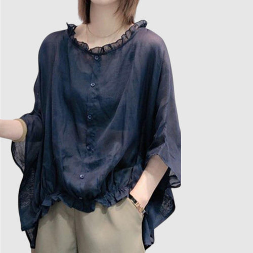 Sophia | Dames Blouse met Ruffles en Korte Mouwen