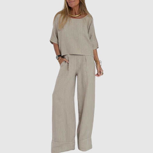 Sienna | Dames Casual Tweedelige Set met Losse Fit en Wijde Pijpen