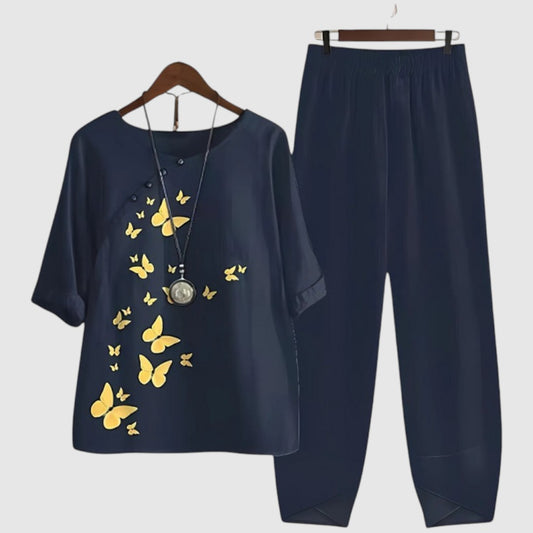 Bente | Dames 2-Delige Set met Gedrukte Blouse en Losse Broek