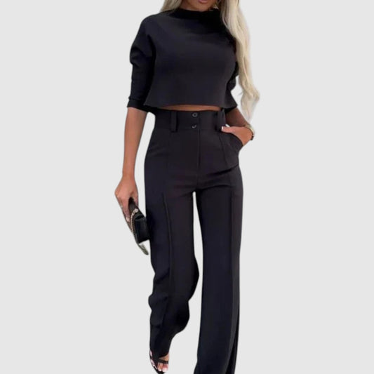 Bregje | Dames Set met Cropped Top en Broek met Wijde Pijpen