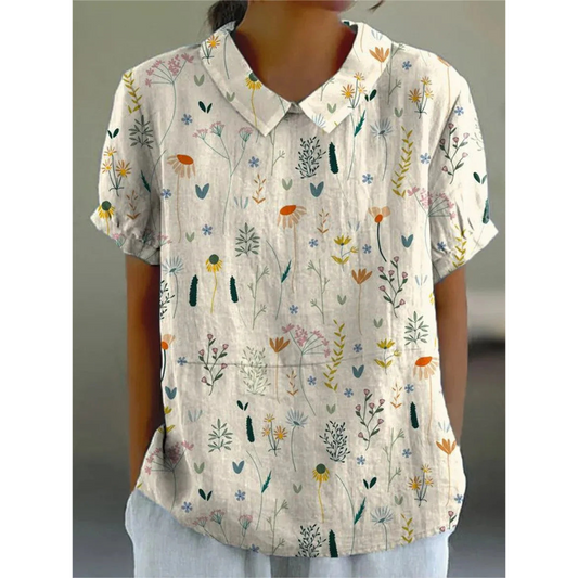 Norah | Dames Bloemen Blouse met Ronde Hals