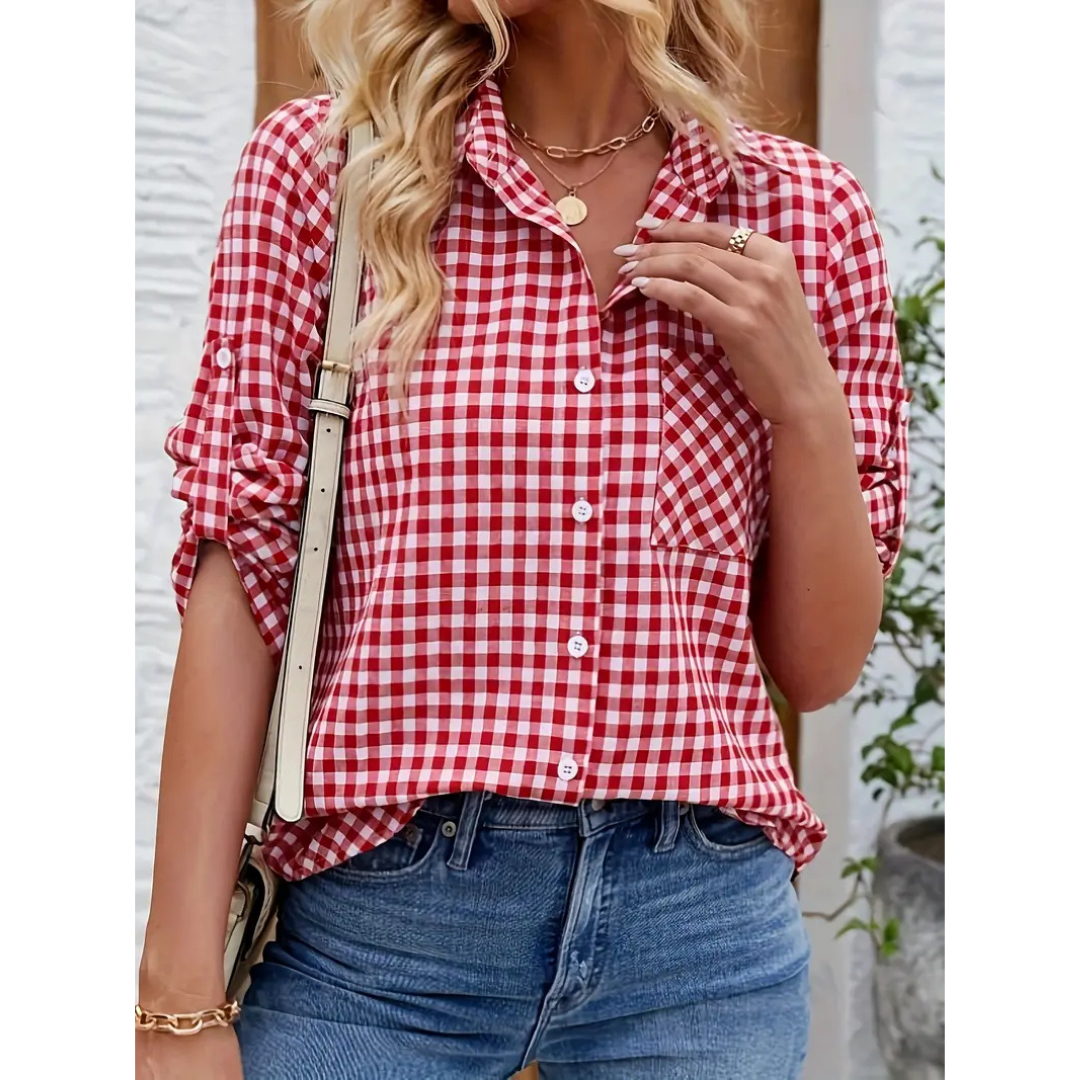 Wies | Dames Geruite Oversized Blouse met Lange Mouwen
