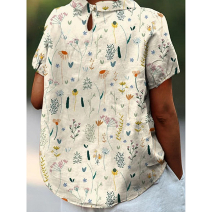 Norah | Dames Bloemen Blouse met Ronde Hals