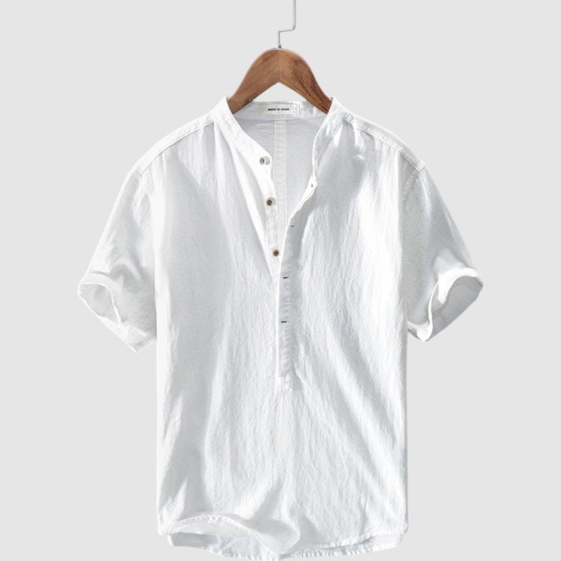 Nathan | Heren Blouse | Linnen Overhemd Korte Mouwen