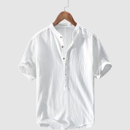 Nathan | Heren Blouse | Linnen Overhemd Korte Mouwen