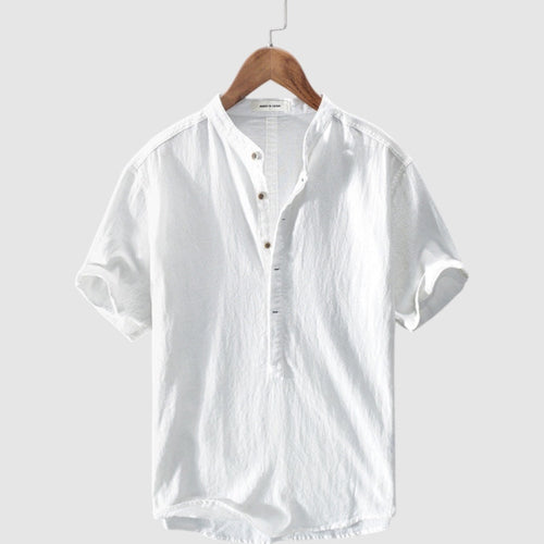 Nathan | Heren Blouse | Linnen Overhemd Korte Mouwen