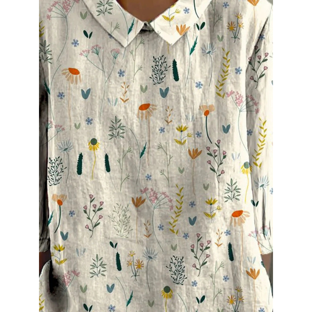 Norah | Dames Bloemen Blouse met Ronde Hals