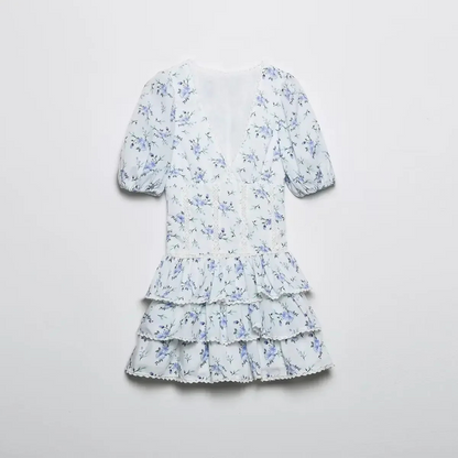 Madelief | Dames Mini Jurk met Bloemenprint & Ruches