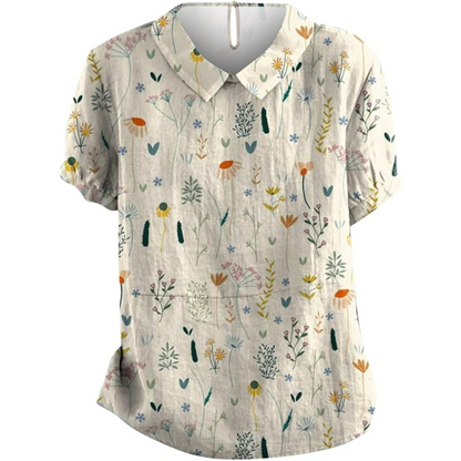 Norah | Dames Bloemen Blouse met Ronde Hals