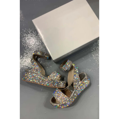 Mila | Dames Glittersandaal met Hoge Hak