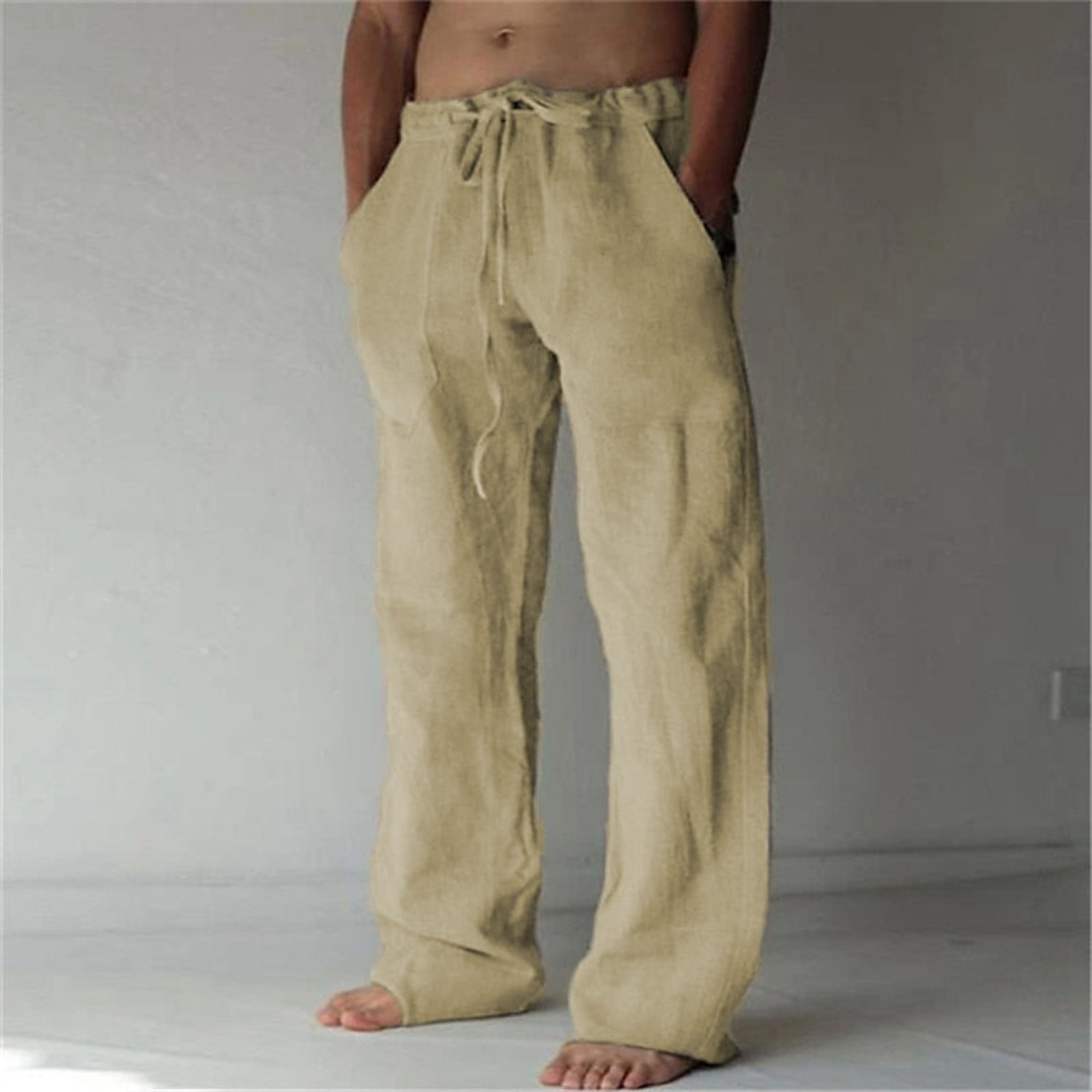 Sebas | Heren Wijde Linnen Broek | Ademend met Elastische Tailleband