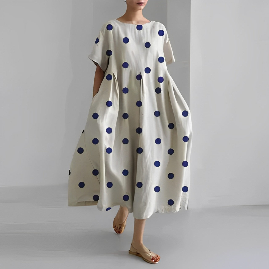 Rosa | Dames Linnen Zomer Jurk | Midi Jurk met Print