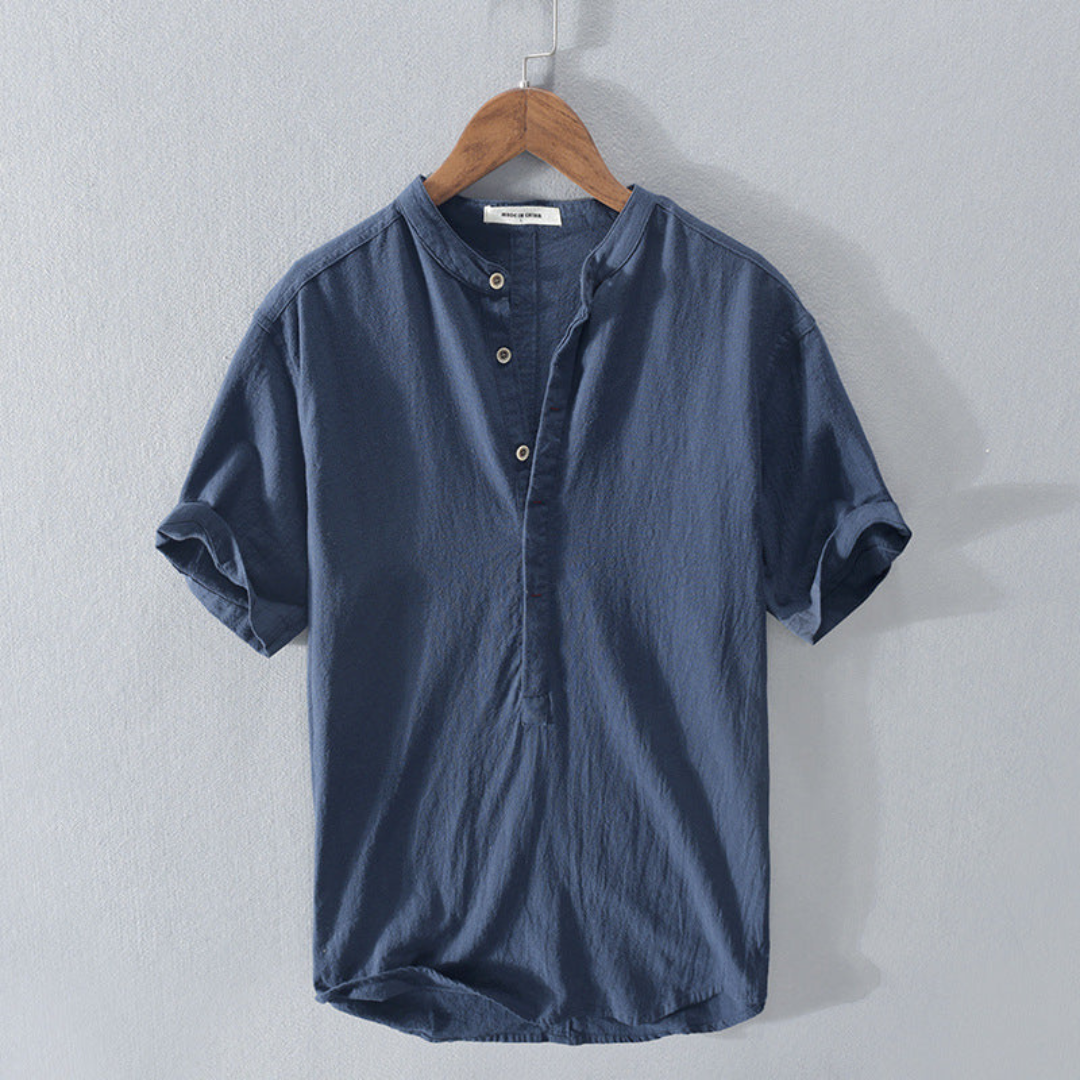 Nathan | Heren Blouse | Linnen Overhemd Korte Mouwen