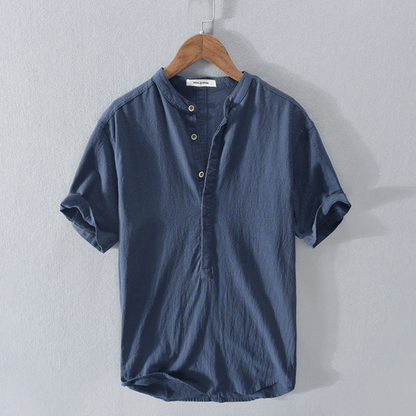 Nathan | Heren Blouse | Linnen Overhemd Korte Mouwen