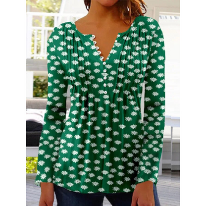 Marie | Dames Blouse | Bloemenprint V-Hals Korte Mouwen