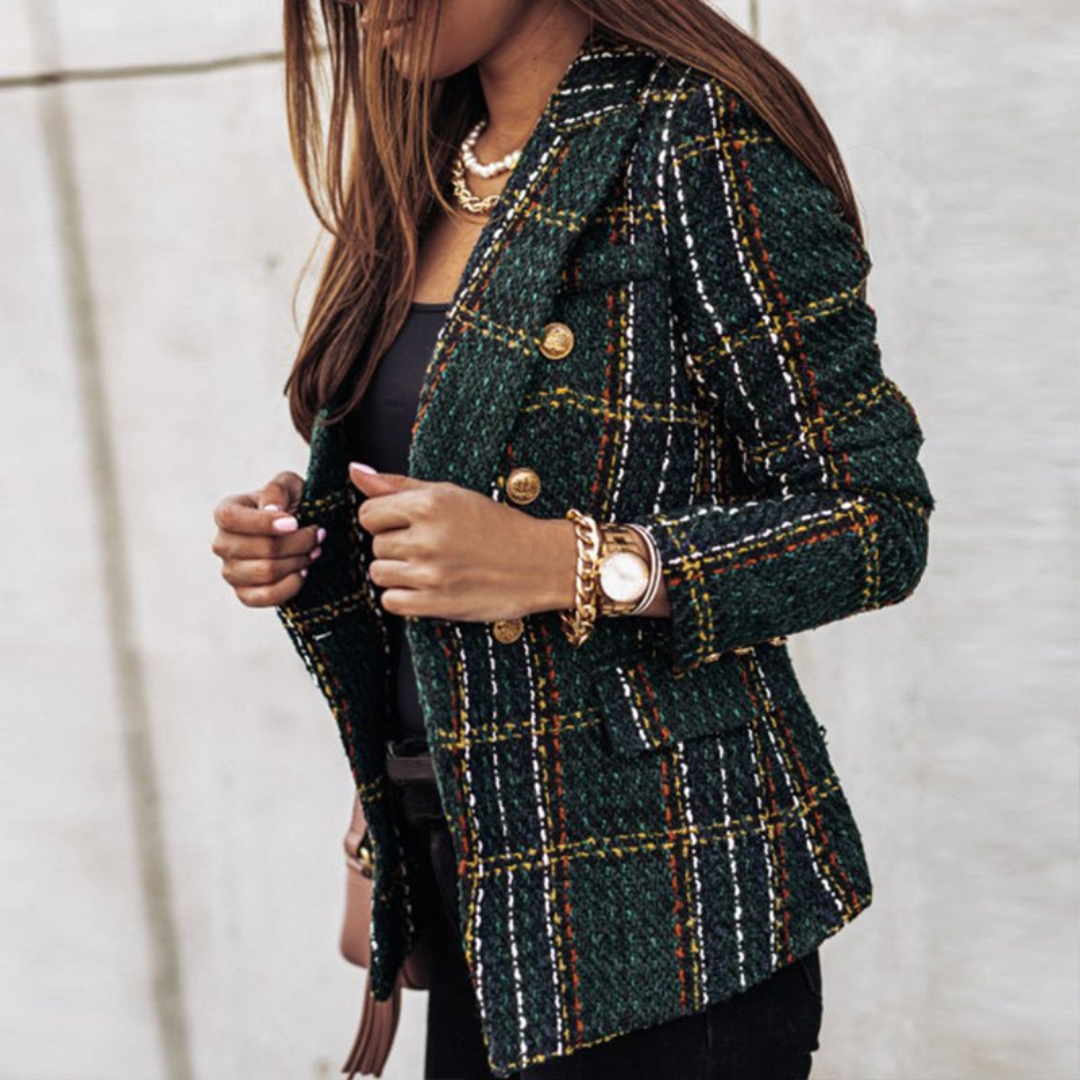 Tirza | Dames Geruite Blazer met Revers en Knopen