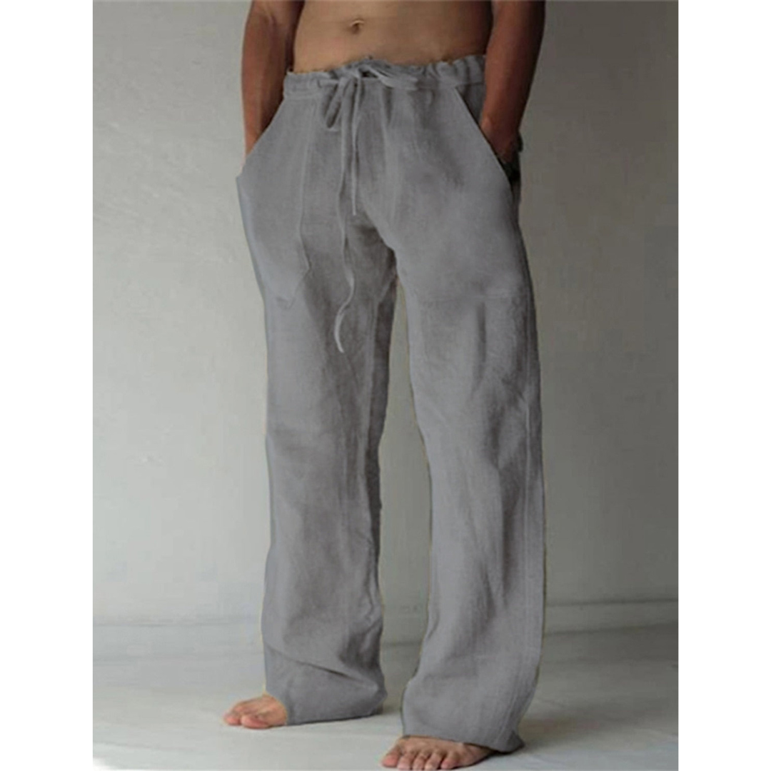 Sebas | Heren Wijde Linnen Broek | Ademend met Elastische Tailleband