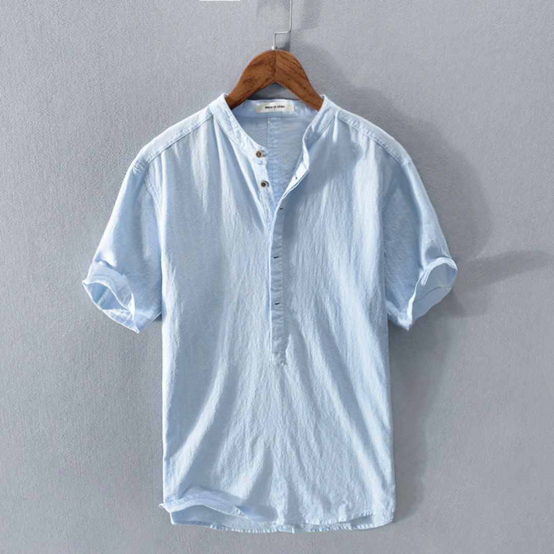 Nathan | Heren Blouse | Linnen Overhemd Korte Mouwen