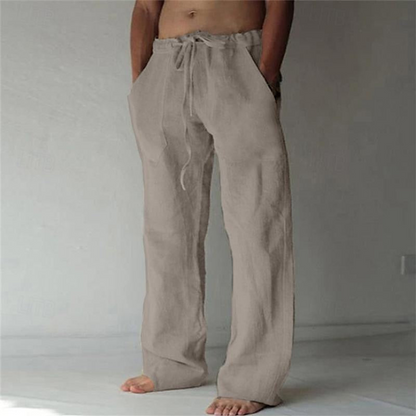 Sebas | Heren Wijde Linnen Broek | Ademend met Elastische Tailleband