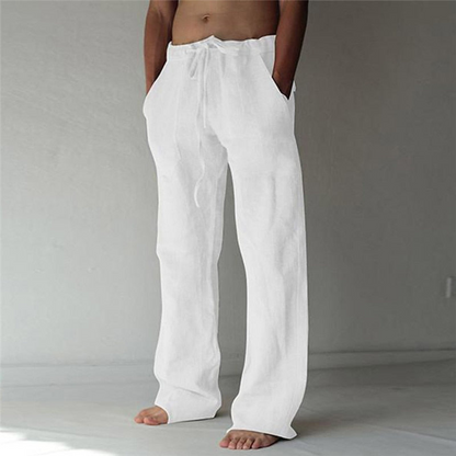 Sebas | Heren Wijde Linnen Broek | Ademend met Elastische Tailleband