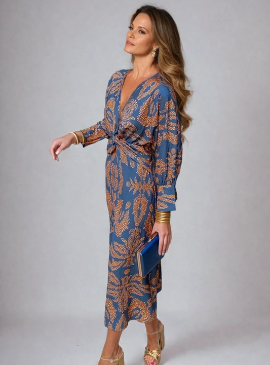Rosalie | Dames Boho Midi Jurk met Bloemenprint