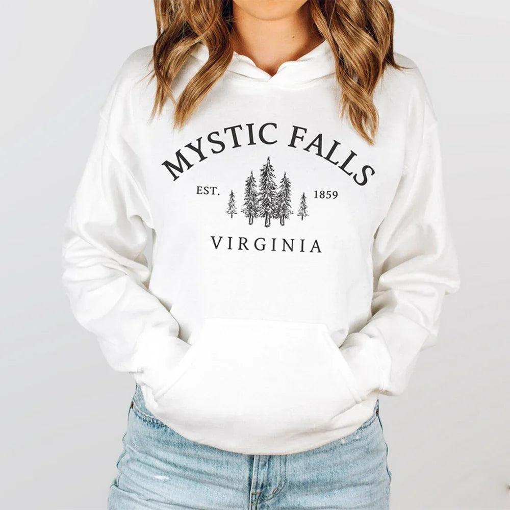 Mystic Falls Virginia Hoodie Salvatores Shirt Unisex Lange Mouw Ronde Hals Pullovers Hoodies Casual Trui Voor Vampierfans