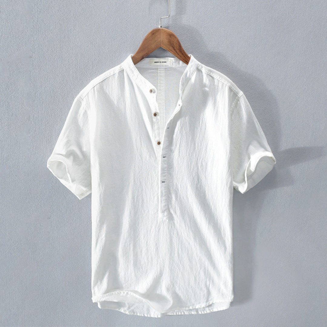 Nathan | Heren Blouse | Linnen Overhemd Korte Mouwen